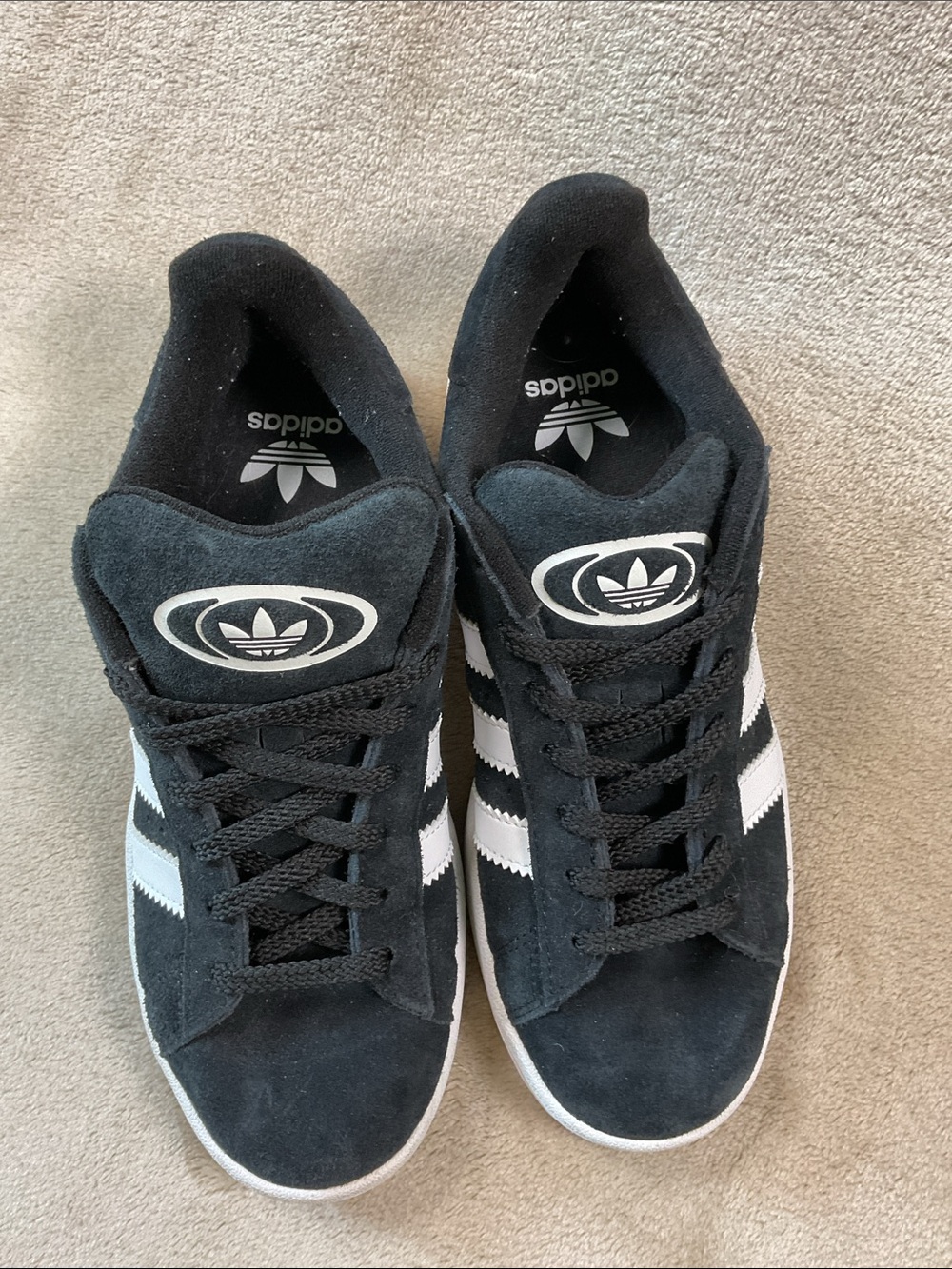 Adidas Campus 00s Black Suede Low-Top Sneakers with White Stripes